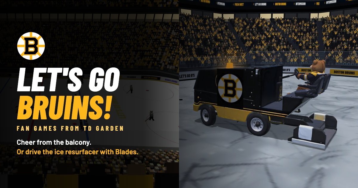 LET'S GO BRUINS! game in a voxel TD Garden